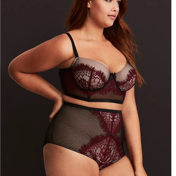 TORRID Lace & Mesh Black Red Underwire Bralettee Plus Size 3 3X 22 24 - Picture 4 of 10